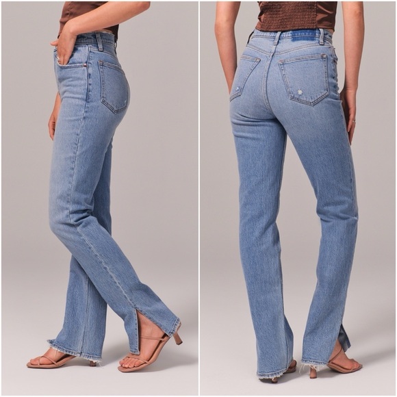 NWT Abercrombie & Fitch Curve Love Ultra High Rise 90s Straight Jean, 27 - Picture 3 of 10